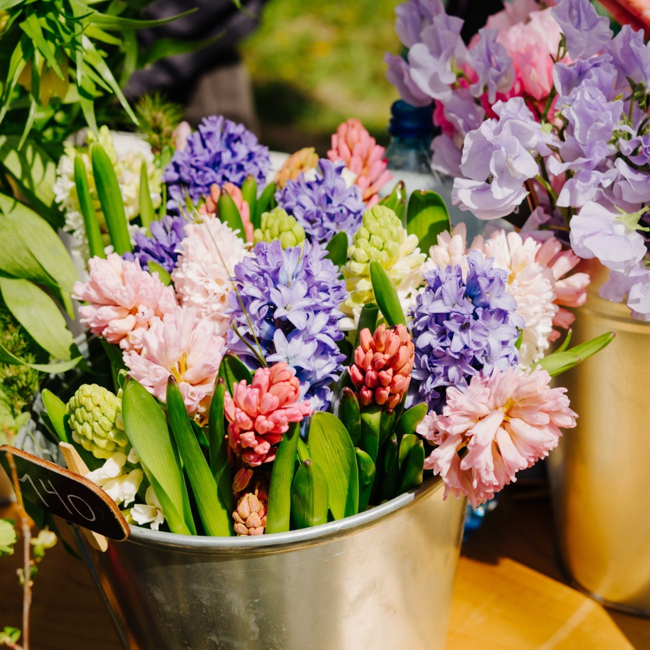 Sale flowers. Market.